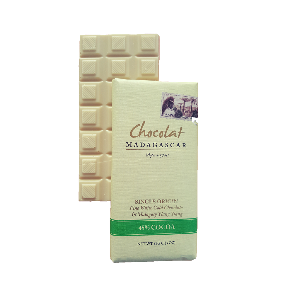 Tablette de chocolat blanc 45% à l'Ylang Ylang -