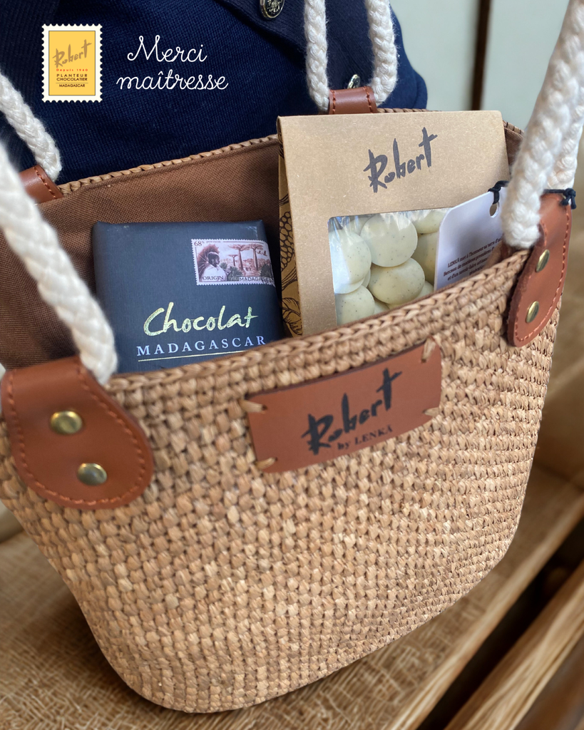 Sac en Raphia aux teintes &quot;Chocolat au Lait&quot;