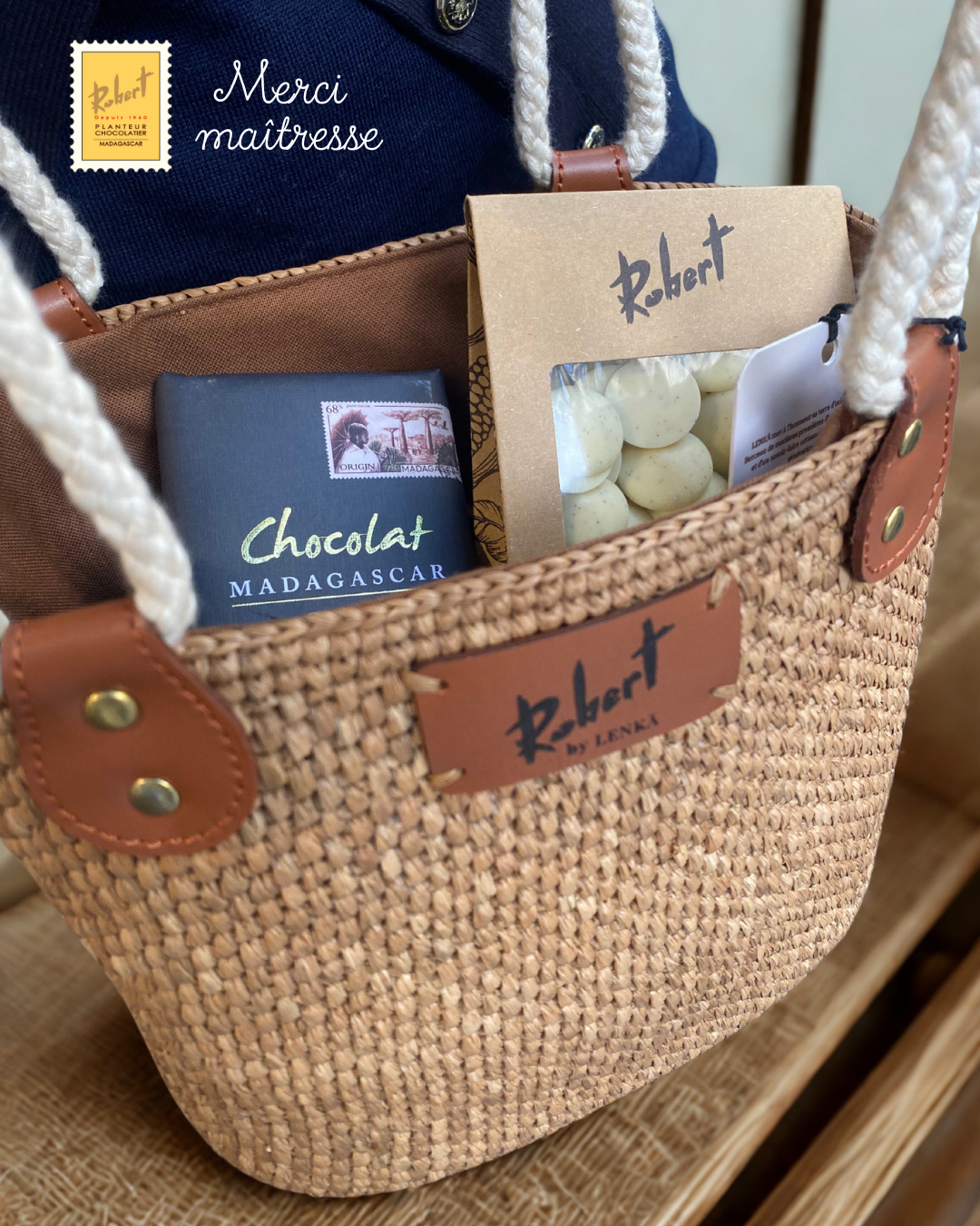 [SACRLAIT] Sac en Raphia aux teintes "Chocolat au Lait"