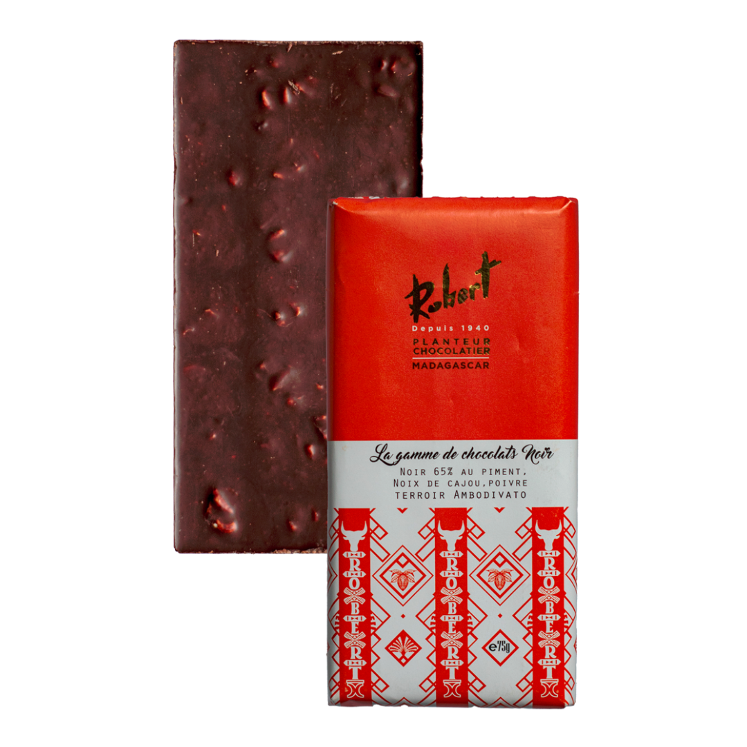 [TRNPIM] Tablette Chocolat Noir 65% à la Noix de Cajou Piment et Poivre
