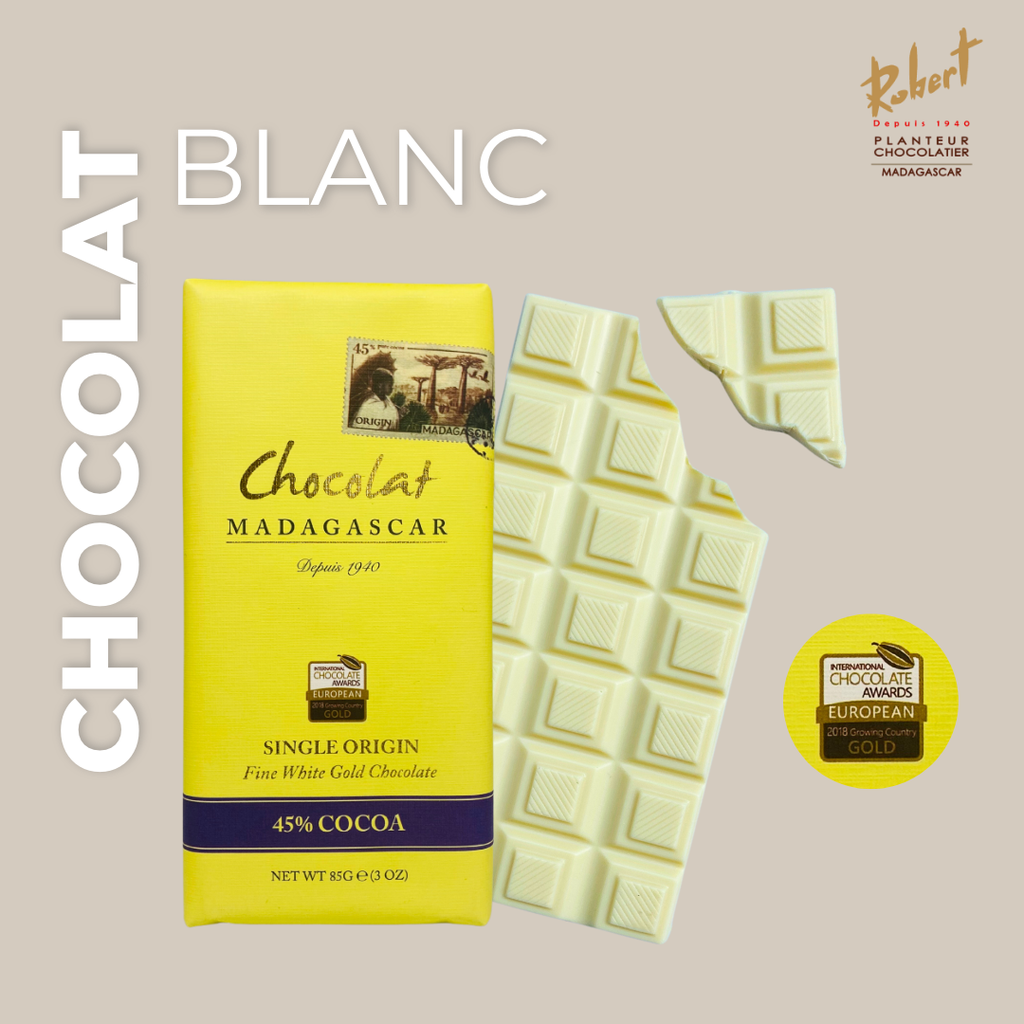 Tablette de chocolat blanc 45% Beurre de cacao