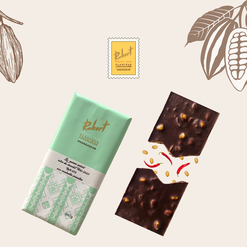 Chocolat Noir 65% Cacao et Cacahuètes Pimentés - Edition Limitée