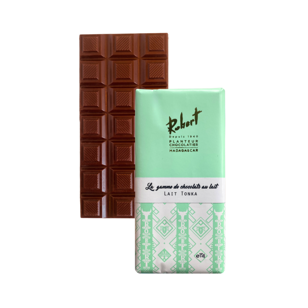 Tablette de chocolat au lait à la fève tonka de Guyane