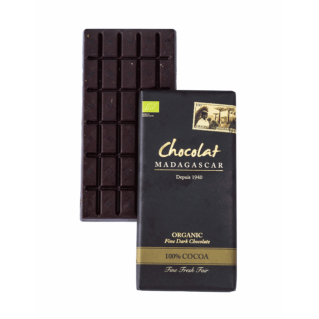 Tablette de chocolat noir 100%, chocolat BIO certifié