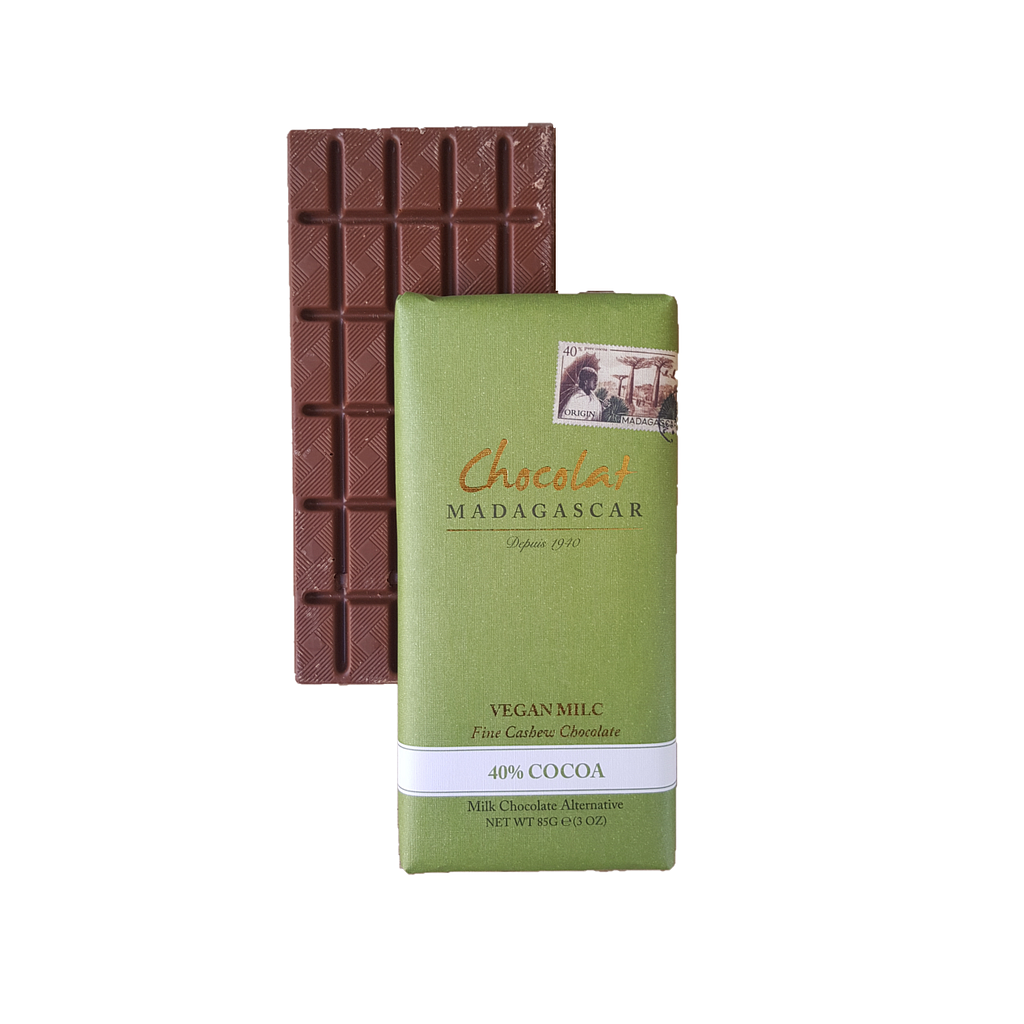 Tablette de chocolat au lait végétal de noix de cajou 40% cacao