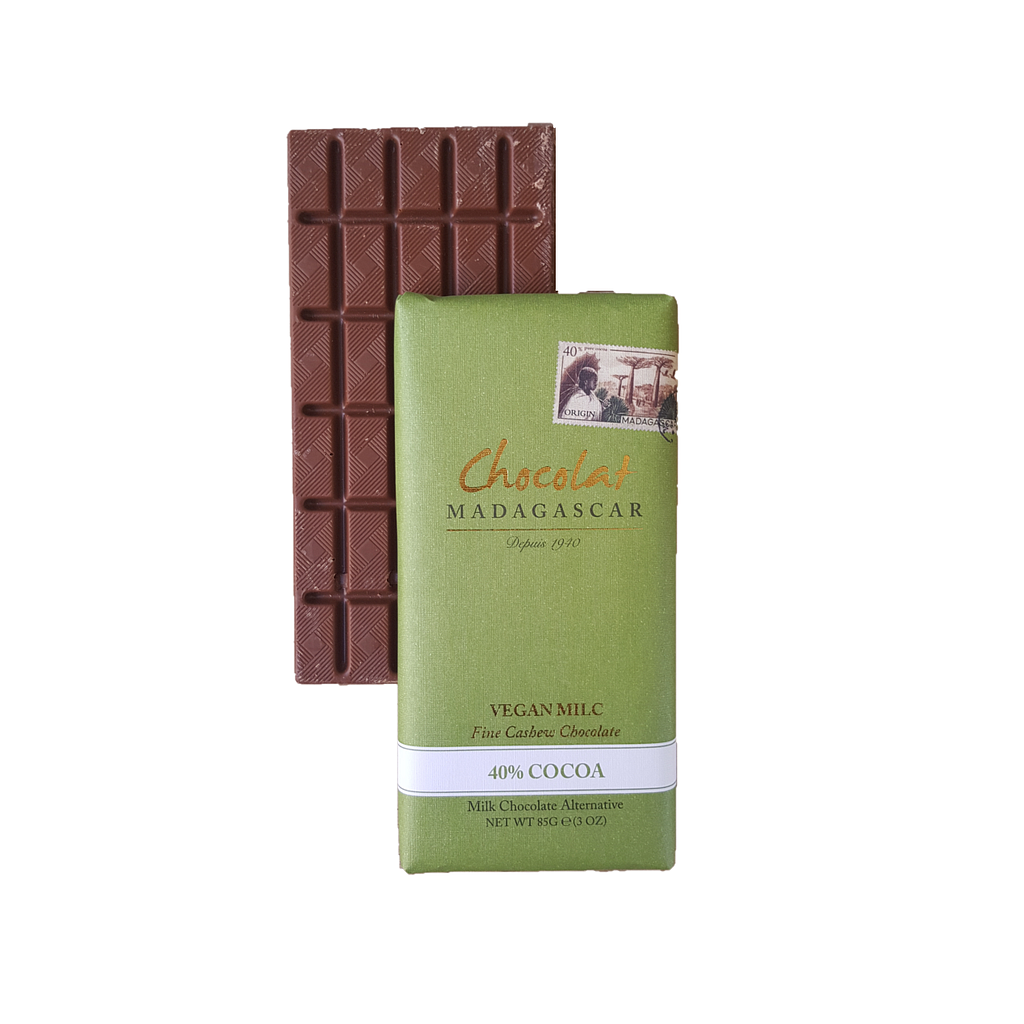 Tablette de chocolat au lait vegan 40% cacao au lait de cajou