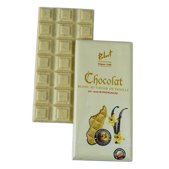 Tablettes de chocolat blanc 37% au caviar de vanille