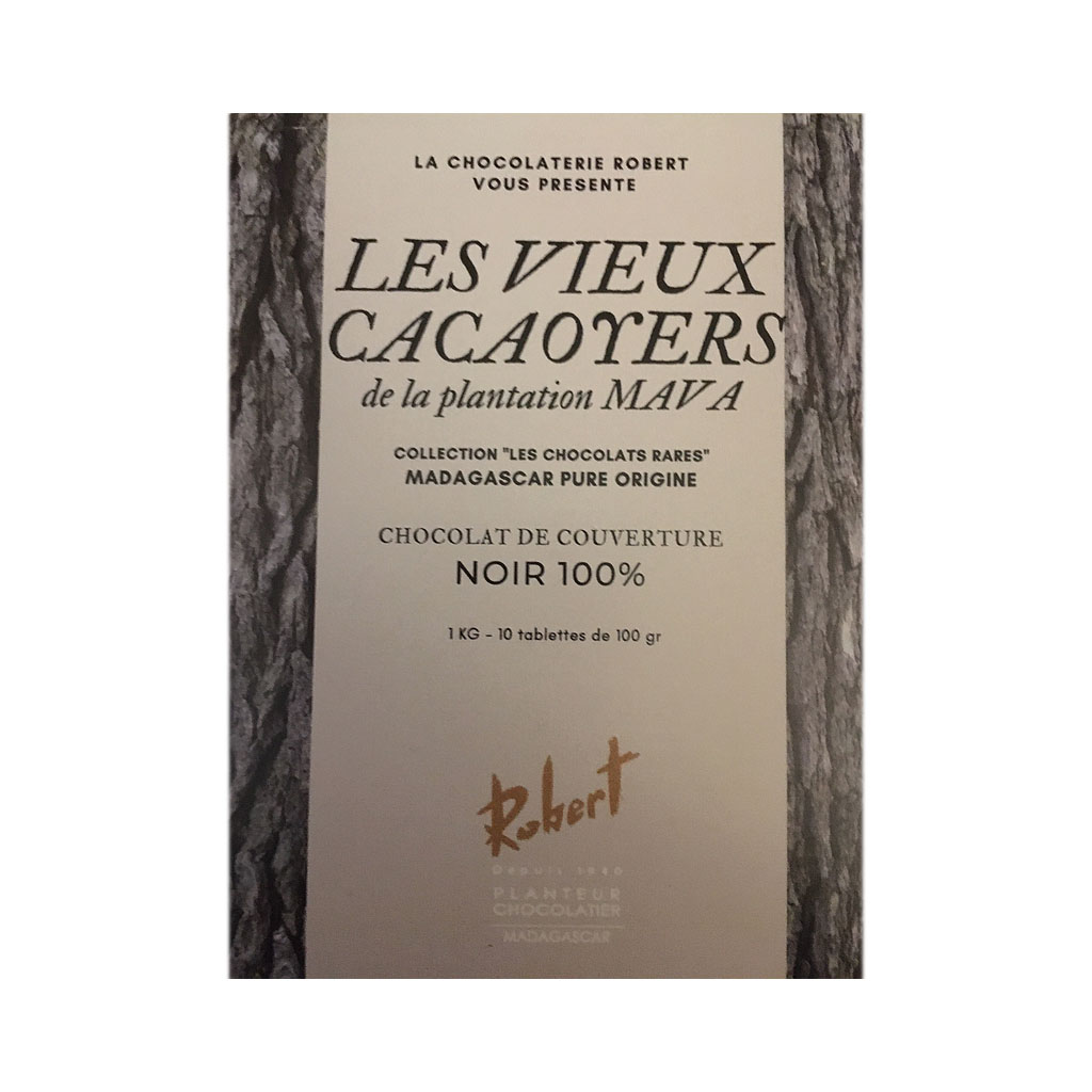 1kg de chocolat de couverture noir 100% LES VIEUX CACAOYERS DE LA PLANTATION MAVA - Récolte 2021 - Collection &quot;Grands Crus et Rares&quot;