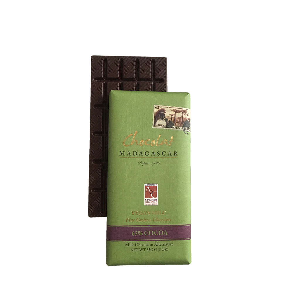 Tablette de chocolat au lait végétal de noix de cajou 65% cacao - Médaillée de bronze Academy of Chocolate