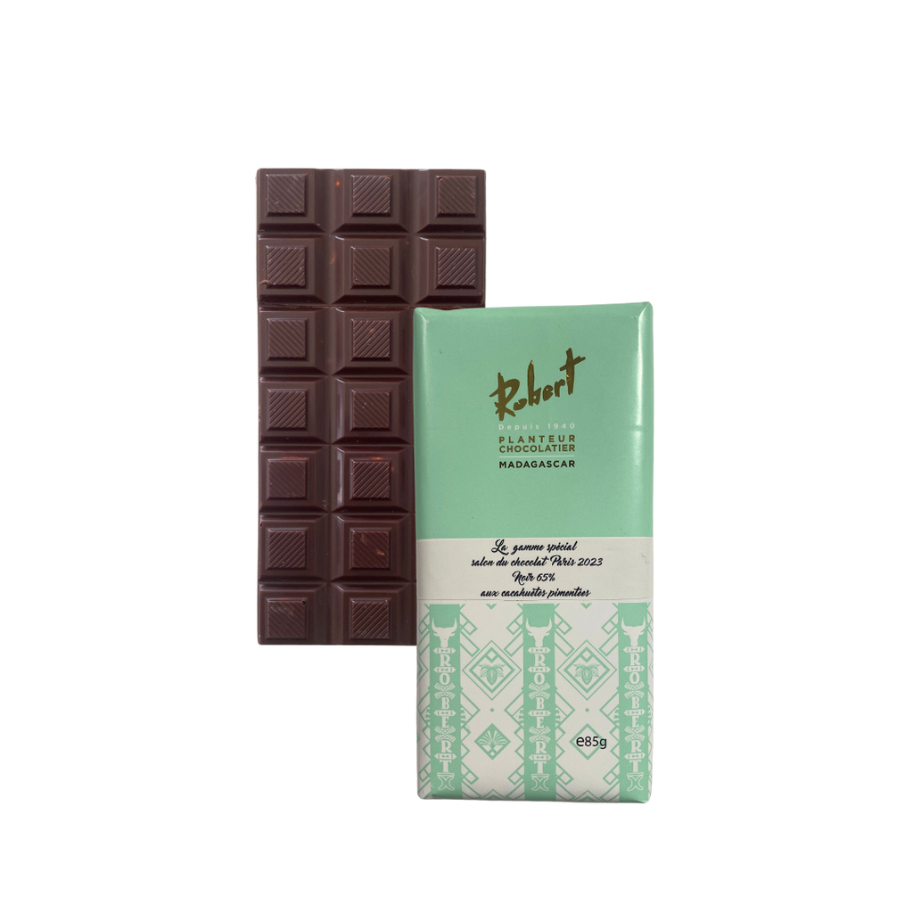 Chocolat Noir 65% Cacao et Cacahuètes Pimentés - Edition Limitée