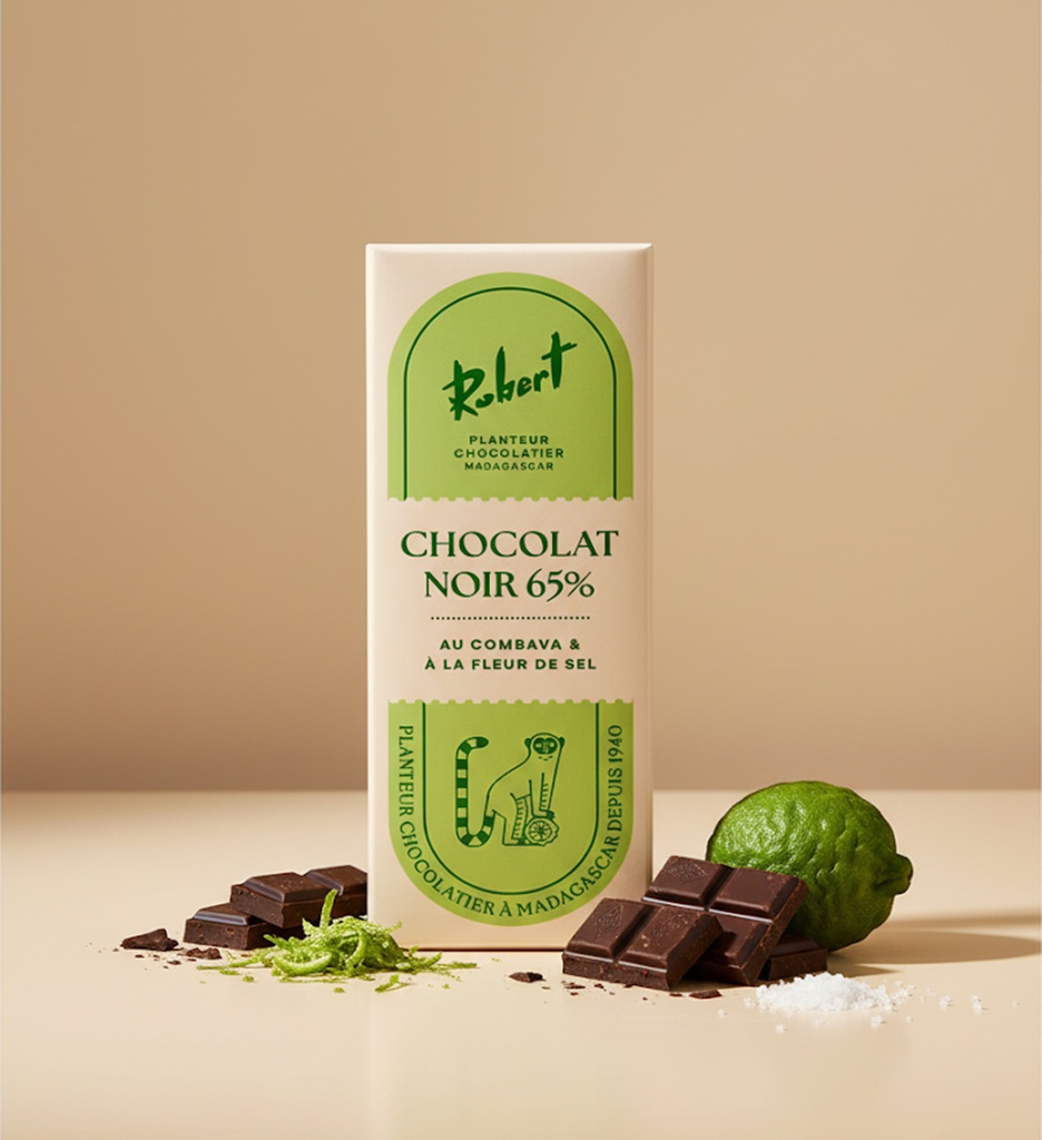 Mini Tablette Chocolat Noir 65% au Combava et Fleur de Sel