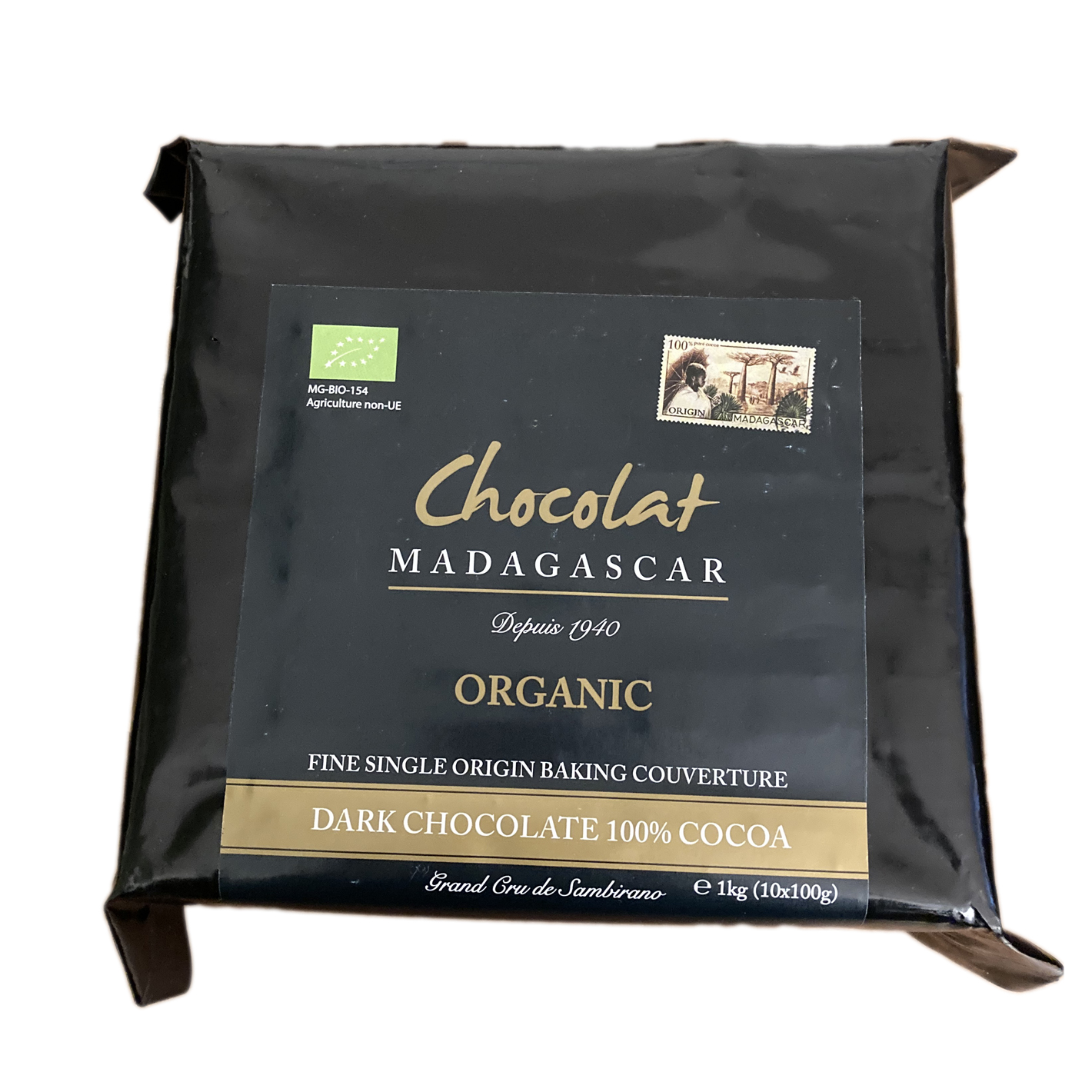 [CDCB02] 1kg chocolat de couverture noir 100%, certifié BIO 