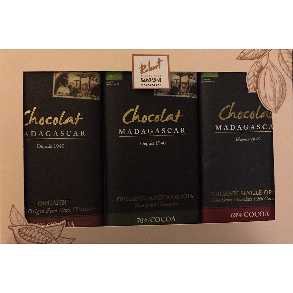 [COFFRET3] Coffret &quot;TOTEM - Les grands classiques&quot; de la gamme Chocolat Madagascar 3 tablettes BIO