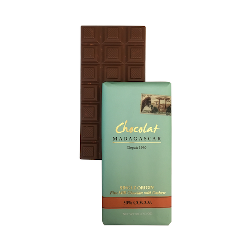 [TCM13] Tablette de chocolat lait 50% aux éclats de noix de cajou