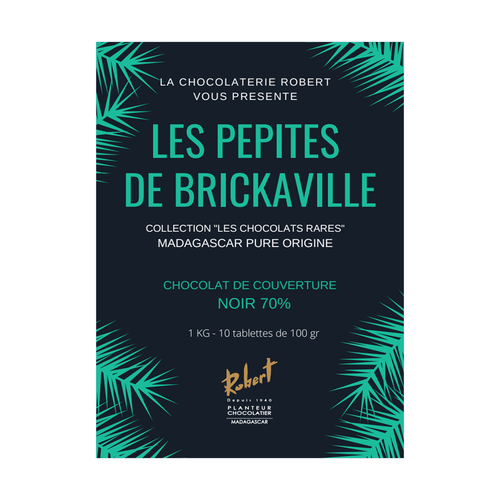 [CDE02] 1kg de chocolat de couverture noir 70% LES PEPITES DE BRICKAVILLE - Collection "Les chocolats rares"
